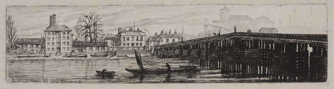 View of Battersea Bridge from the Middlesex shore, 1874 (etching)
