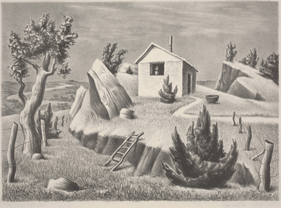The Squatters Hut, 1941 (lithograph)