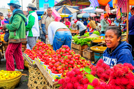 Strawberry vendor, Analakely Market, Antananarivo, Madagascar.
