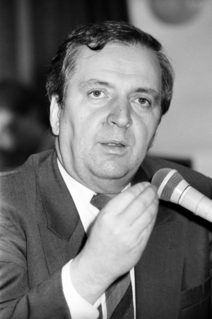 Klaus Töpfer (Federal Republic CDU top candidate Saarland) during a CDU campaign rally in Freisen..., 1990 (photo)