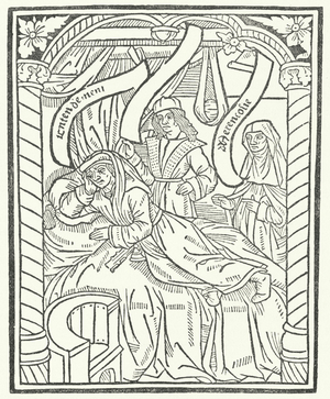 Woodcut from the First Edition of works by Alain Chartier (engraving)
