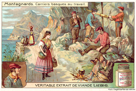 Basque quarrymen at work (chromolitho)