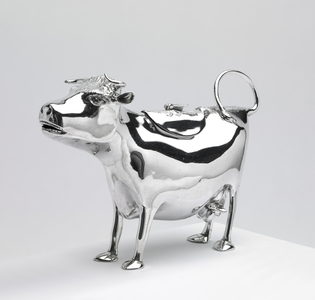 Cow creamer, John Schuppe, London, 1755 (silver)