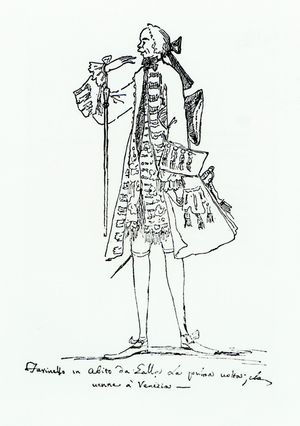 Farinelli in costume- contemporary drawing