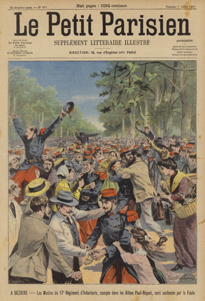 Winemakers revolt in the French Midi (colour litho)