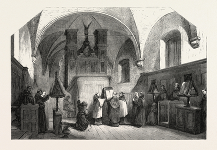 Monks of St. Francis Singing a Te Deum, Engraving 1855