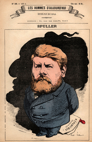 Frontpage of French paper "Les hommes d'Aujourd'hui" n°38: Eugene Spuller (1835-1896) French politician, caricature by Andre Gill