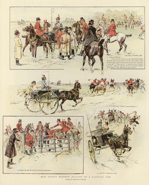 Miss Minnie Traver's account of a rattling run (colour litho)