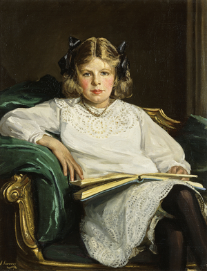 Portrait of Betty, three-quarter length seated, reading a Book, 1915 (oil on canvas)