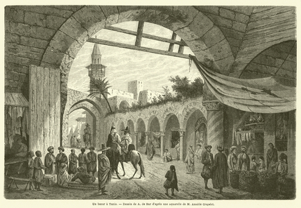 Un bazar a Tunis (engraving)