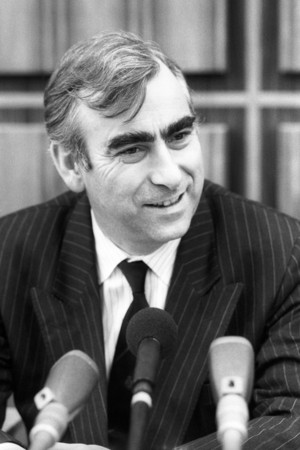 Finance Minister Theo Waigel (Germany CSU) during a press conference in Bonn, optimistic..., 1989 (photo)