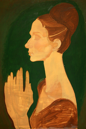 Portrait of Prima Ballerina Natalia Bessmertnova, 1974 (gouache on board)