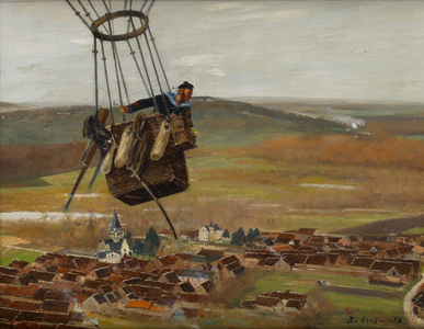 A French Military Balloonist, 1880s (oil on panel)