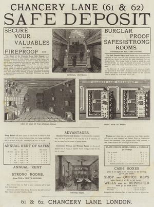 Advertisement, Chancery Lane Safe Deposit (engraving)