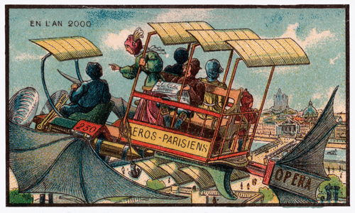 Flying bus in Paris, c.1910