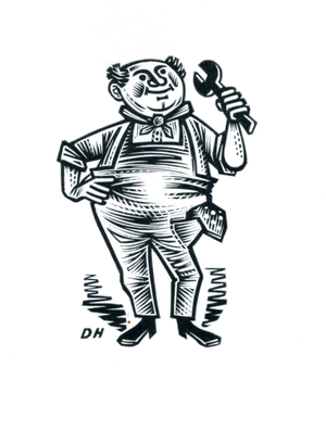 Heavy Engineers, 1958 (wood engraving)