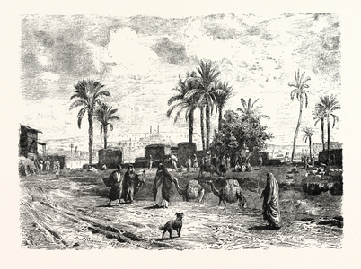 Cairo; From the Left Bank of the Nile. Egypt, Engraving 1879
