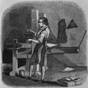 Franklin the Printer, engraving by Gilbert and Gihon Phila, 19th century