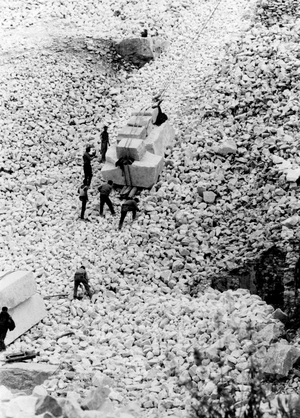 Blocks of Marble, Italy 1964 (b/w photo)