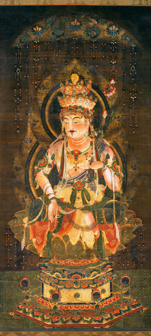 Japan: 'Eleven-faced Goddess of Mercy', a Heian Period hanging scroll, 12th century. Nara National Museum, Nara