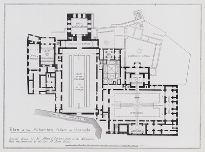 Plan of the Alhambra Palace at Granada (litho)