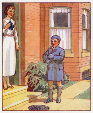 Commands: Put on your scarf and button your coat (colour litho)