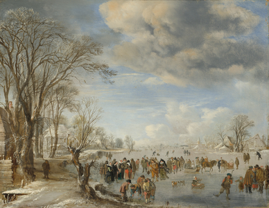 Winter in Holland, Skating Scene, 1645 (oil on panel)