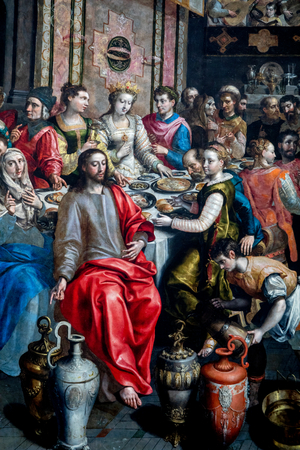 Our Lady cathedral, Antwerp, Belgium. The wedding at Cana by Maerten de Vos, 1597. (photo)