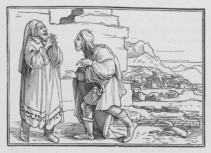 Nehemiah Mourneth, Fasteth, and Prayeth, Nehemiah I, 3 (engraving)