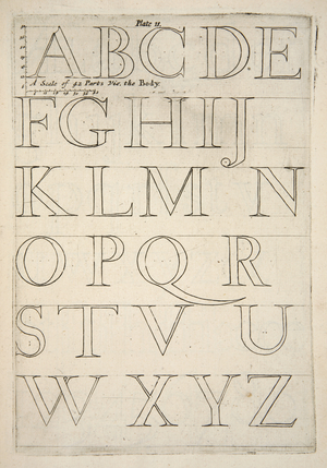 Alphabet Specimen Sheet, from Mechanick Exercises: or The Doctrine of Handy-Works applied to the Art of Printing, pub. 1683 (engraving)