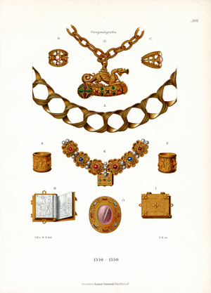 Renaissance Jewelry and Precious Items (chromolitho)