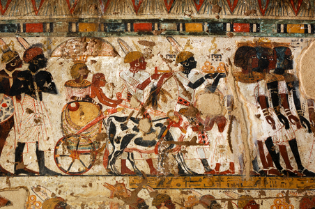 Gold rings being offered from Nubia by Nubians,Tomb of Huy, Viceroy of Kush under Tut…, 2007 (photo)