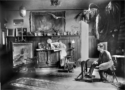 Hermann Koch, 1856-1939, genre painter, Munich school painter studio, artist, painter in Munich 1889, …, 1889 (photo)