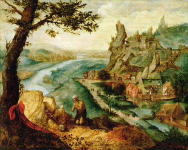 Saint Jerome in a Landscape (oil on wood)