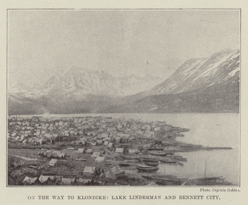 On the Way to Klondike, Lake Linderman and Bennett City (b/w photo)
