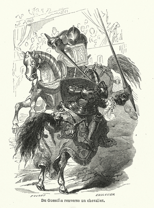 Du Guesclin renverse un chevalier (engraving)
