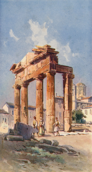 Ancient market, Athens (colour litho)