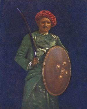 Indian soldier with sword and shield -  early 20th century