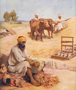 Holy Land: Scenes on the threshing floor (colour litho)