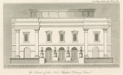 West front of the new Drury Lane Theatre, London (engraving)