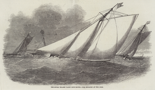 The Royal Thames Yacht Club Match, the Struggle at the Nore (engraving)