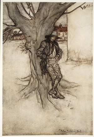 Rip's son, "a precise counterpart of himself, as he went up the mountain.",  from Rip Van Winkle by Washington Irving, pub. 1910 (colour litho)