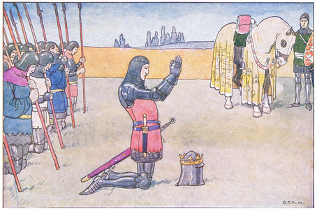 King Henry V and the French, illustration from 'A Nursery History of England', c.1940 (colour litho)
