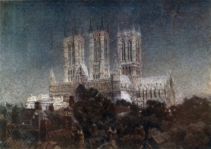 Lincoln, by Moonlight (colour litho)