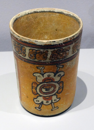 Polychrome vase decorated with flowers