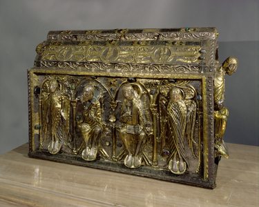 Shrine of Saint Maurice, a reliquary of the saint kept on the site of his martyrdom (chased silver and stones)