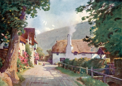 Luccombe Village (colour litho)