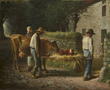 Peasants Bringing Home a Calf Born in the Fields, 1864 (oil on canvas)