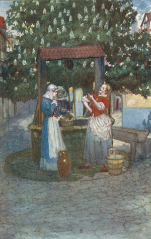 Margaret at the Well (colour litho)