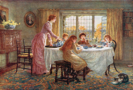 The Children's Tea (colour litho)